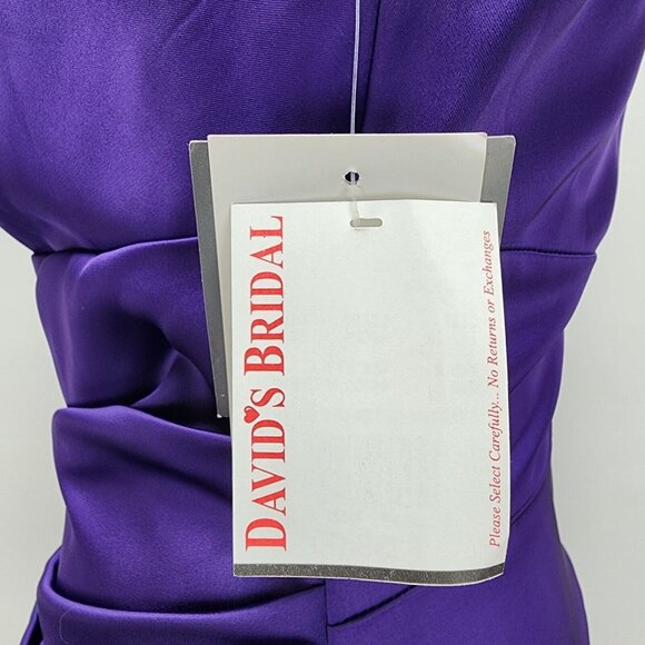 David's Bridal Dress Size 2 Women’s Purple One-Shoulder Stretch Satin New - Picture 7 of 14